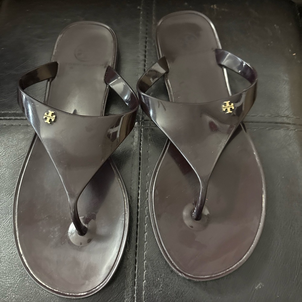 Tory Burch  Black . Dillan Leather Slingback Sandals Size 6.5